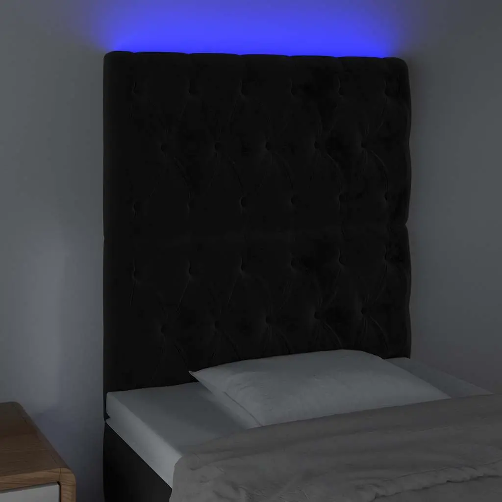 Black Velvet LED Headboard 80cm for Modern Bedrooms