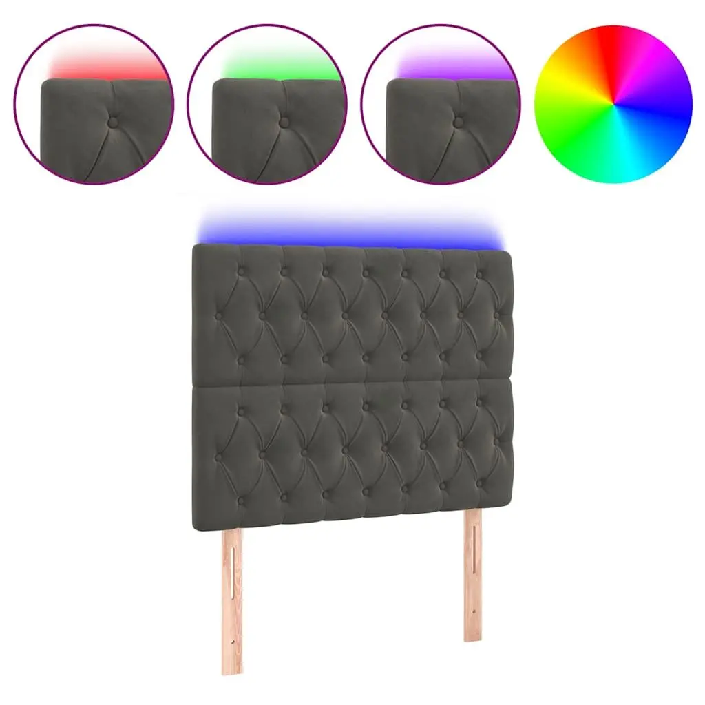 Dark Grey Velvet LED Headboard 100cm