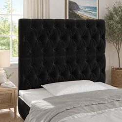 Modern Black Velvet LED Headboard 100 cm