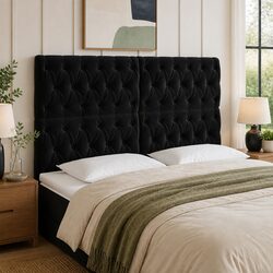 Velvet LED Headboard in Black 144cm for Modern Bedrooms