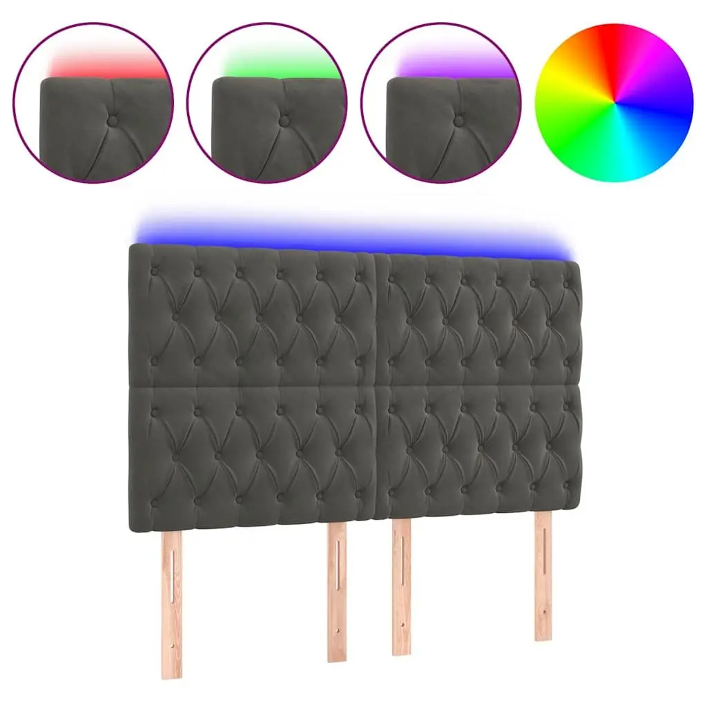 Grey Velvet LED Headboard 160 cm with Adjustable Colors