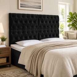 Velvet LED Headboard Black 160 cm Modern Design