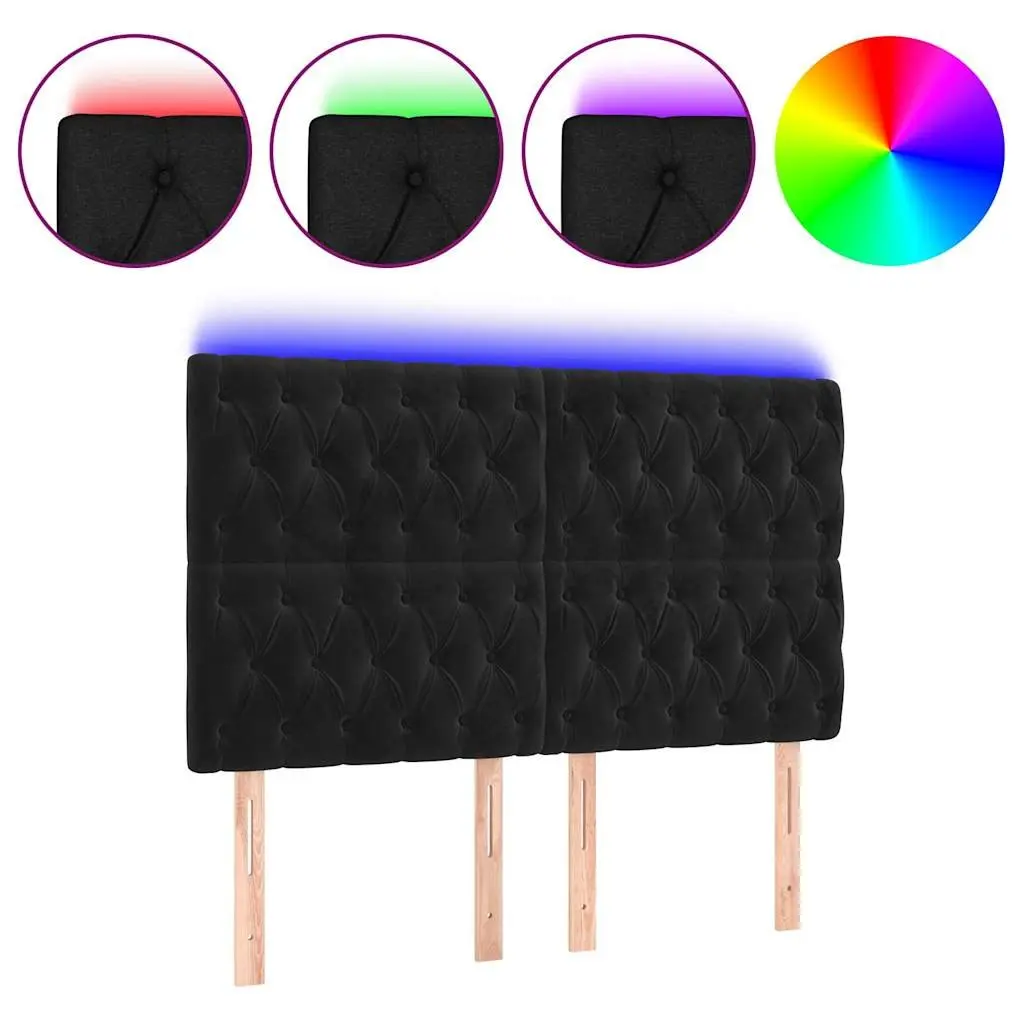 LED Headboard Black 160 cm Velvet Modern Bedroom Furniture