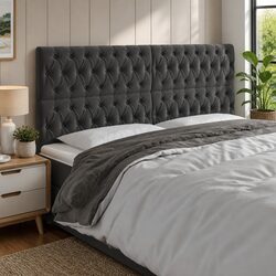 Grey Velvet LED Headboard 200cm for Modern Bedrooms