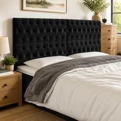 Black Velvet LED Headboard 200cm for Modern Bedrooms