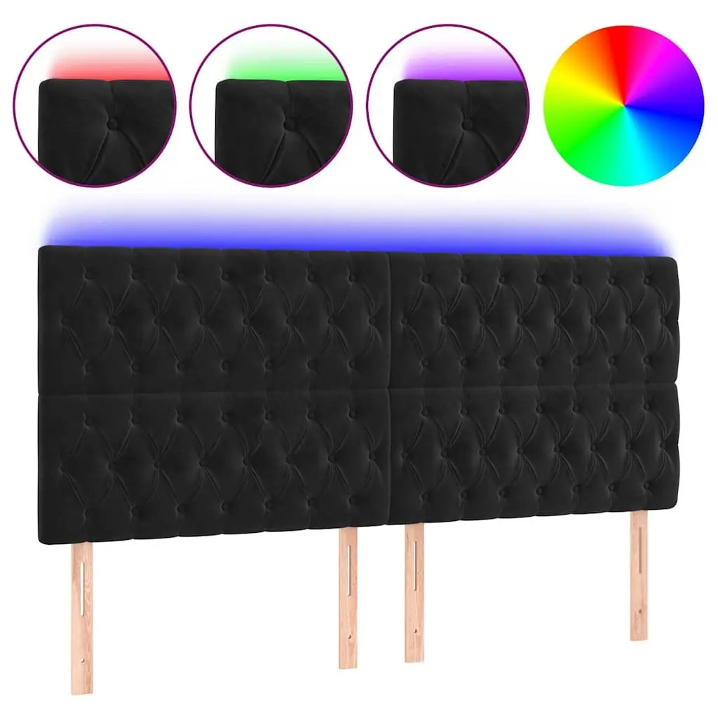 Black Velvet LED Headboard 200cm for Modern Bedrooms