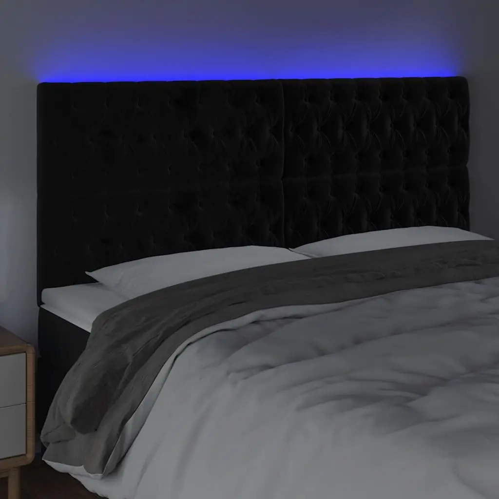 Black Velvet LED Headboard 200cm for Modern Bedrooms