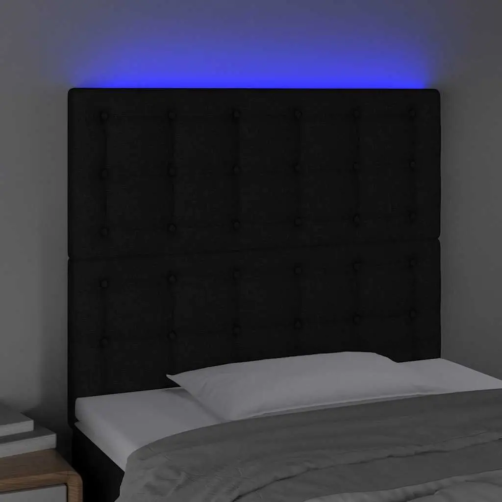 Black Fabric LED Headboard with Adjustable Height 80cm