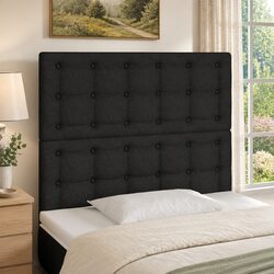 Adjustable Height LED Headboard 100cm Black Fabric
