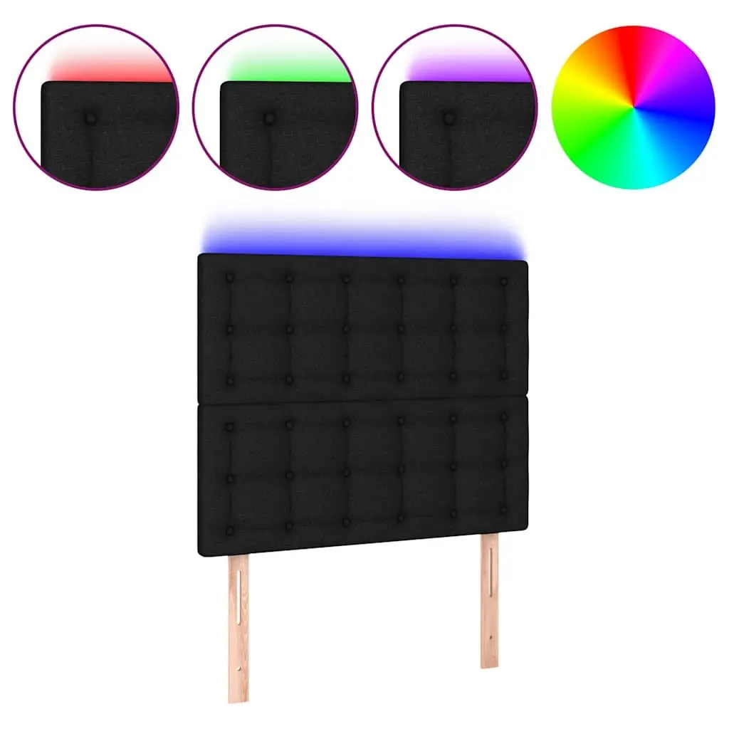 Adjustable Height LED Headboard 100cm Black Fabric
