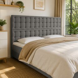 Adjustable Height LED Headboard 160cm in Dark Grey Fabric