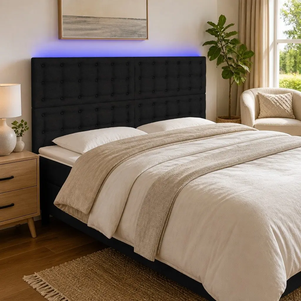 Adjustable Black LED Headboard 160 cm for Bedroom