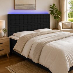 Adjustable Black LED Headboard 160 cm for Bedroom