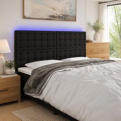 Black Fabric LED Headboard with Adjustable Height 200cm