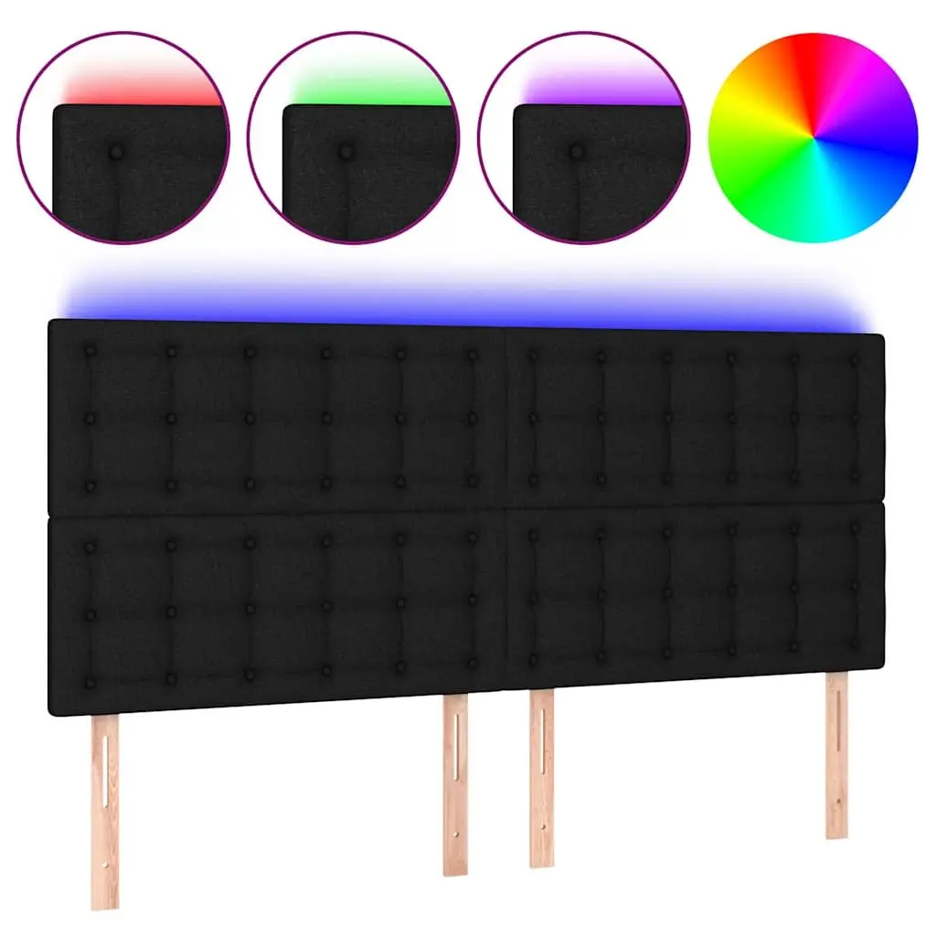 Black Fabric LED Headboard with Adjustable Height 200cm