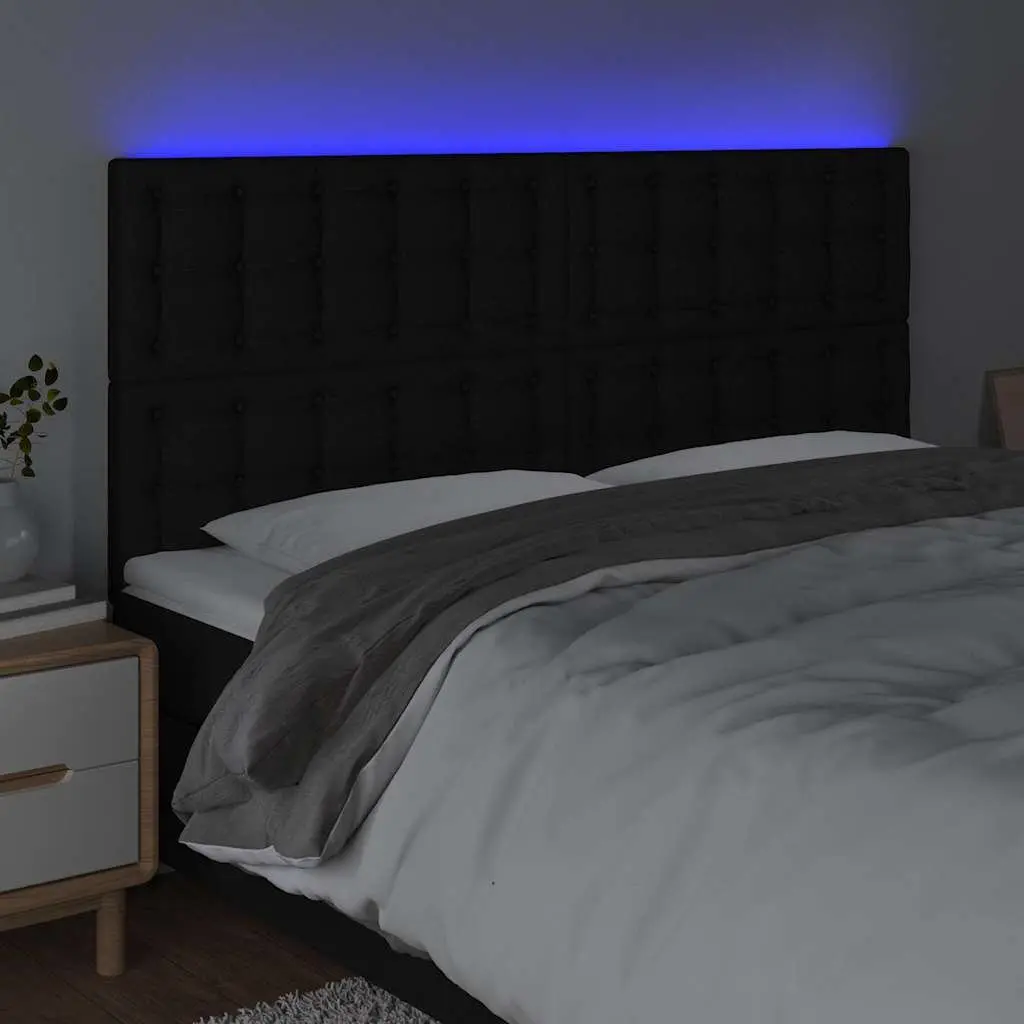 Black Fabric LED Headboard with Adjustable Height 200cm