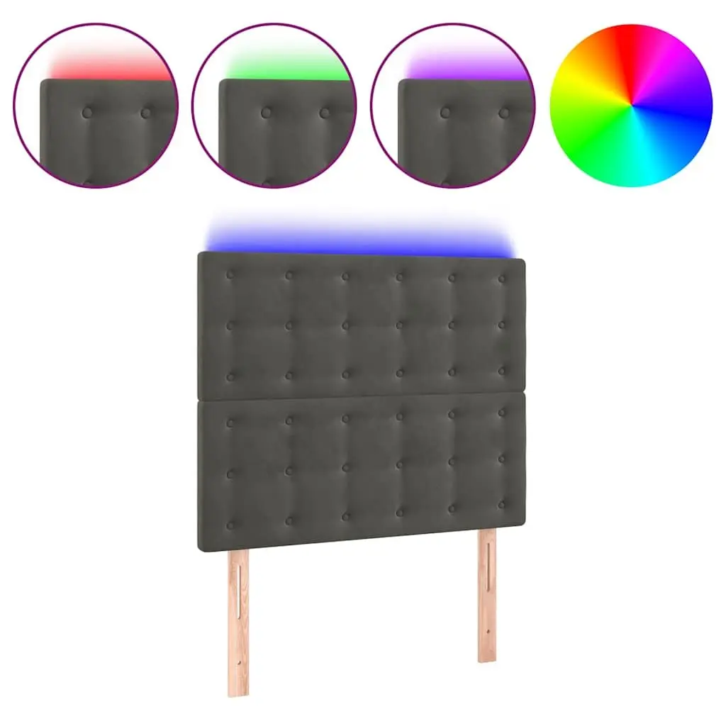 LED Headboard Velvet 80cm Modern Grey Upholstered Bed Headboard