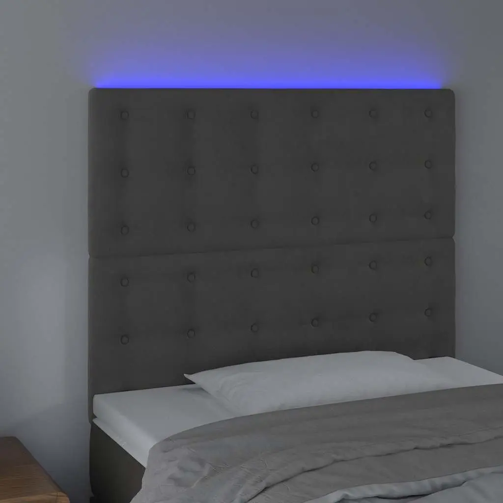 LED Headboard Velvet 80cm Modern Grey Upholstered Bed Headboard
