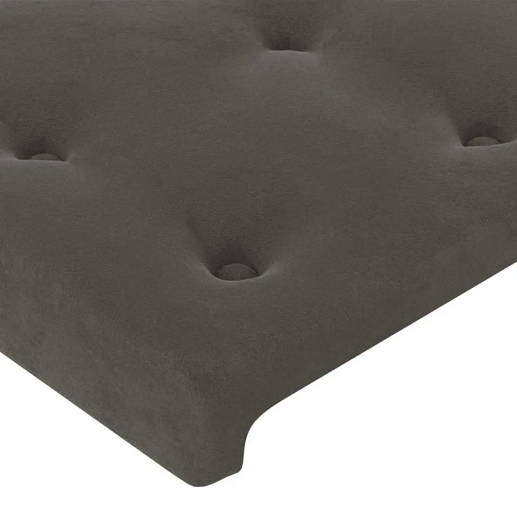 Dark Grey Velvet LED Headboard with Adjustable Height