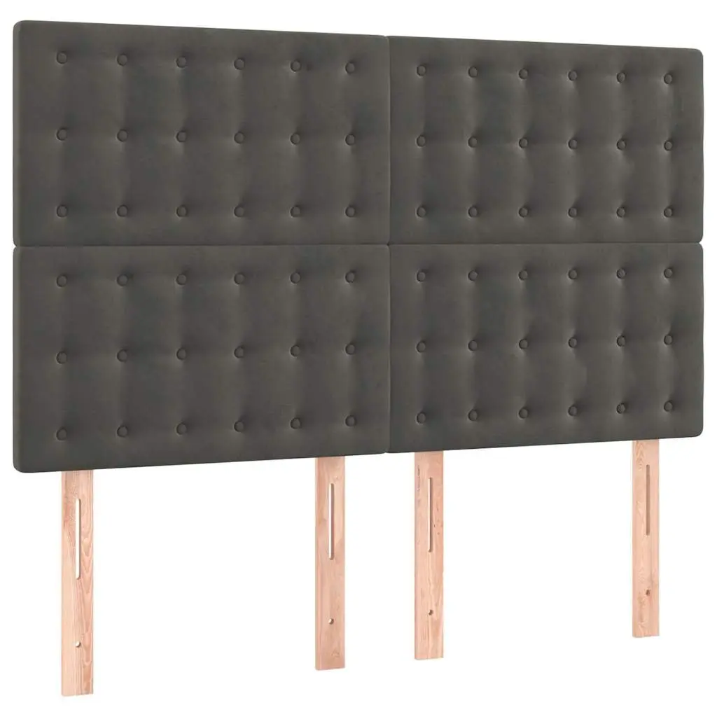 Dark Grey Velvet LED Headboard with Adjustable Height