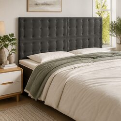 Modern LED Headboard 160 cm Grey Velvet for Comfort