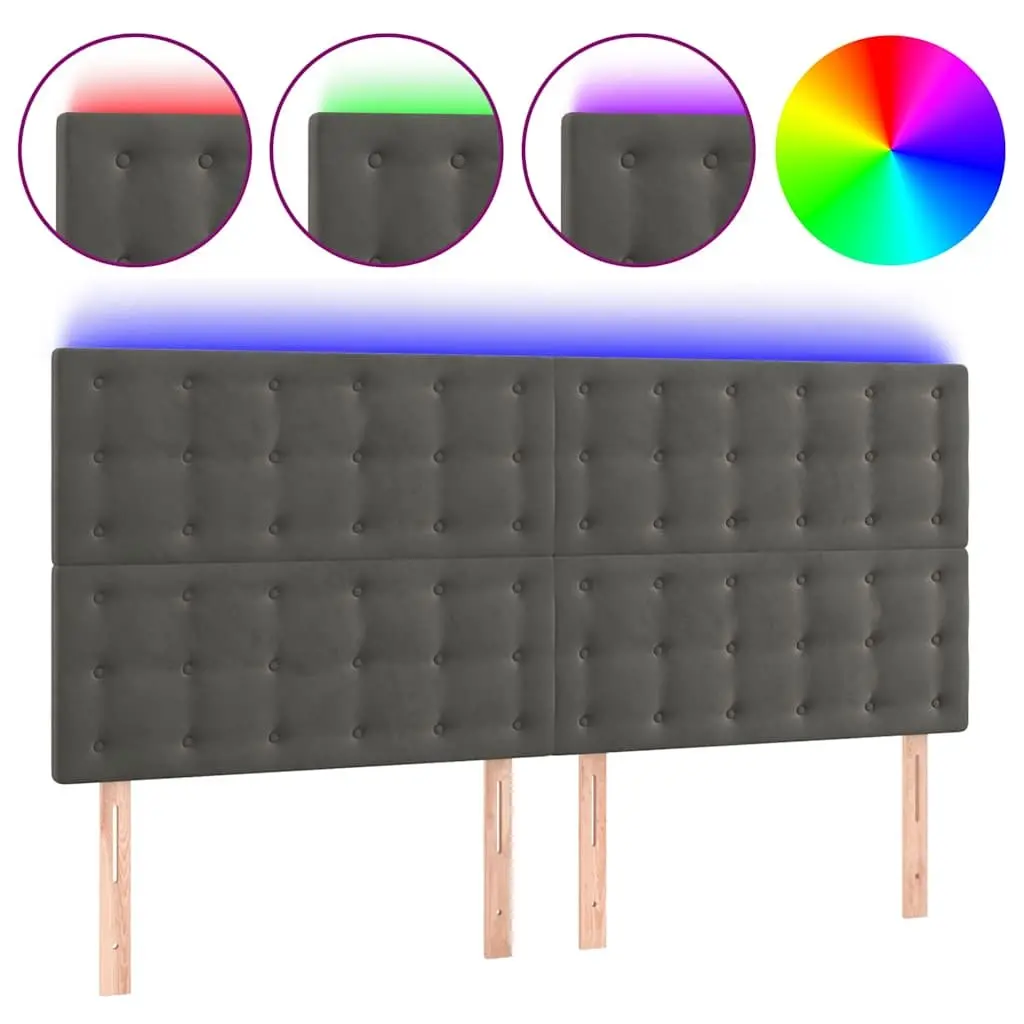 LED Headboard 160 cm Grey Velvet for Comfort