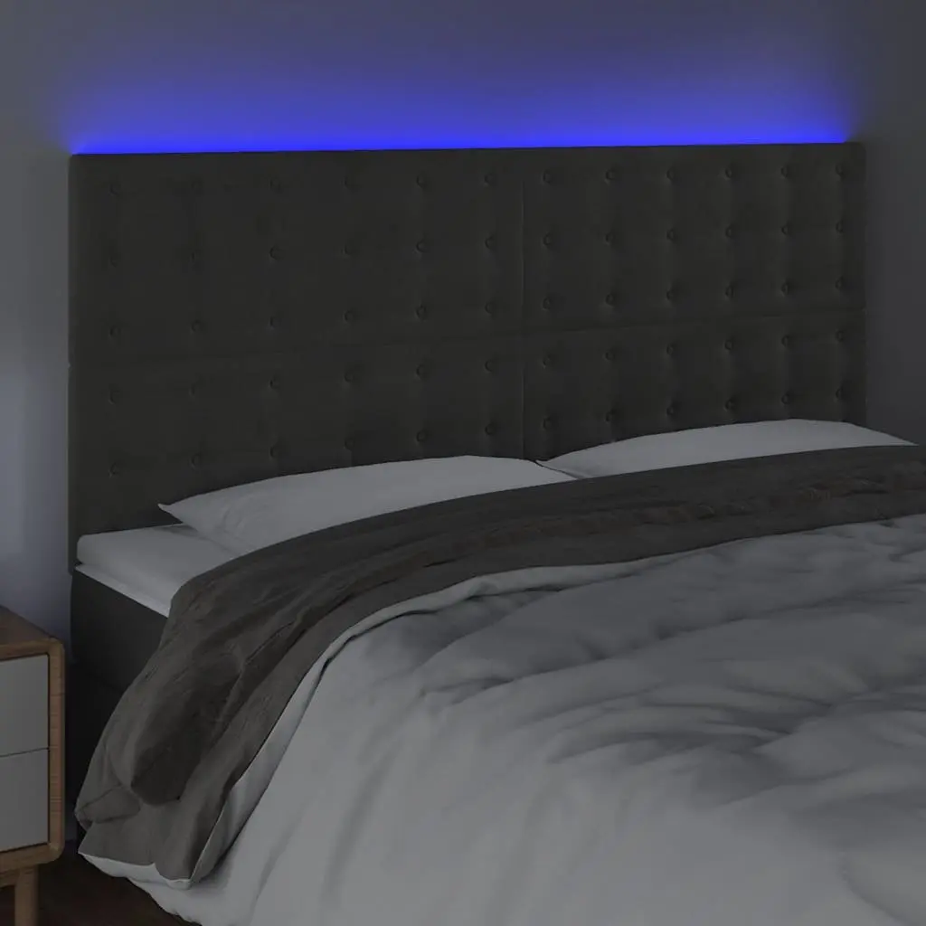 LED Headboard 160 cm Grey Velvet for Comfort
