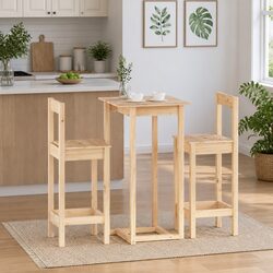 Wooden Bar Set with Stools for Cozy Dining