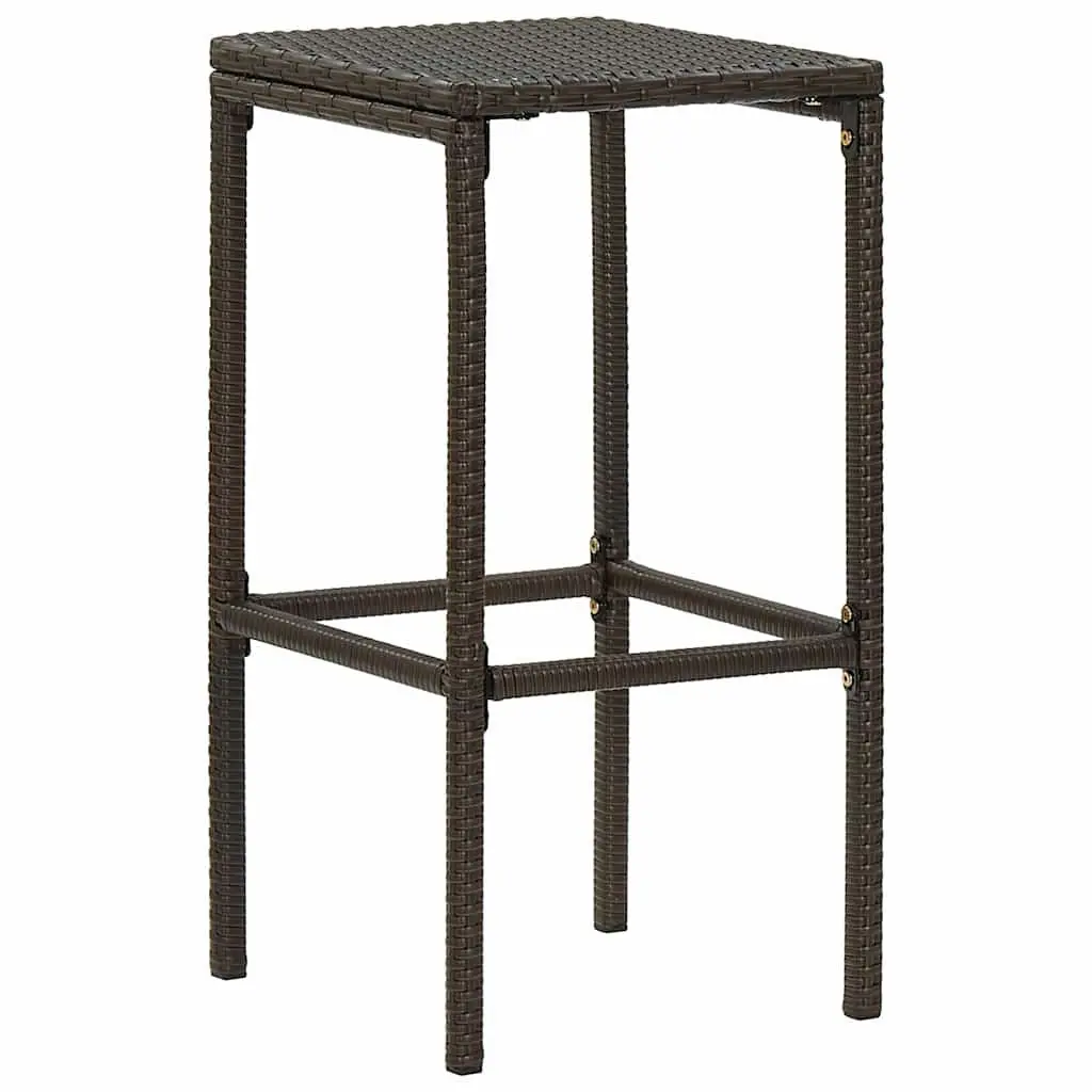 Bar Stools Cushioned 3 Piece Brown Rattan Counter Height Steel Frame