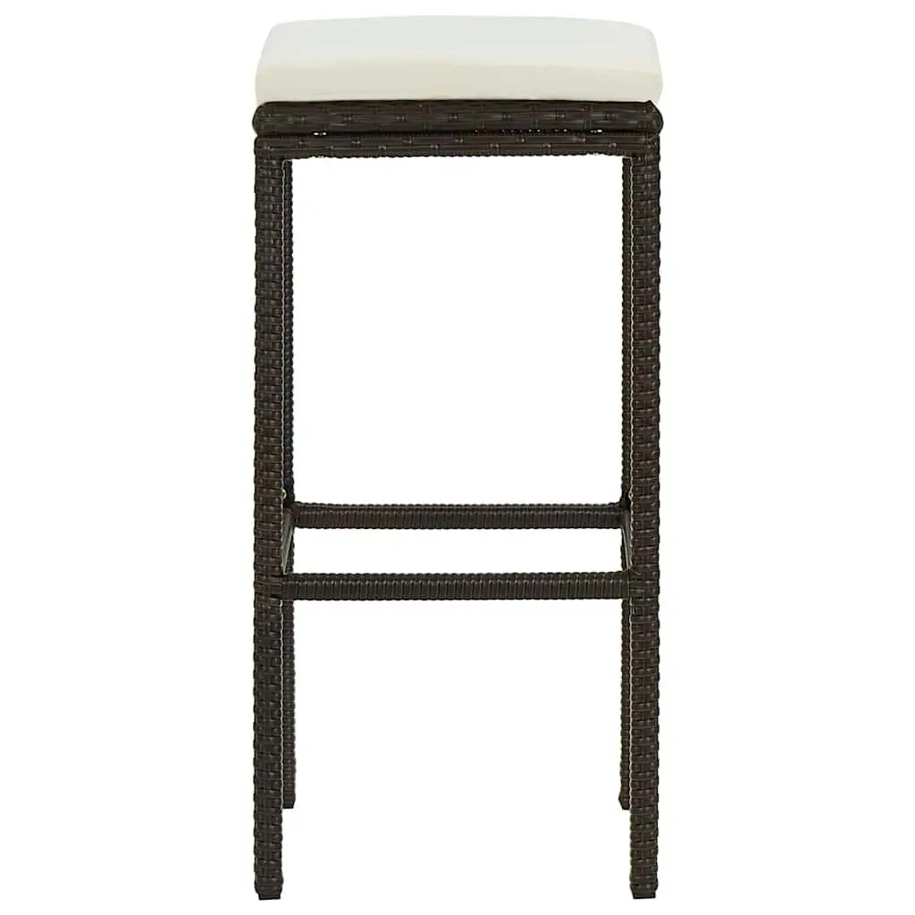 Bar Stools Cushioned 3 Piece Brown Rattan Counter Height Steel Frame