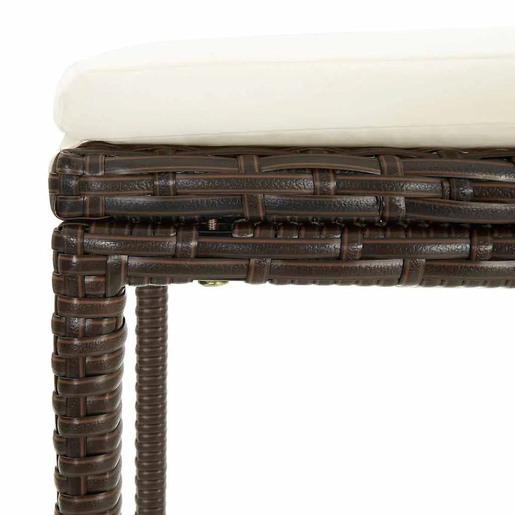 Bar Stools Cushioned 3 Piece Brown Rattan Counter Height Steel Frame