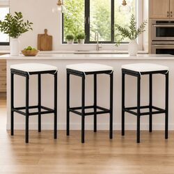 Comfortable Black PE Rattan Bar Stools Set of 3