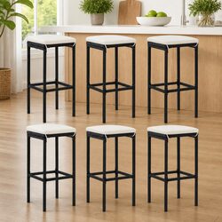 Comfortable Bar Stools with Cushions Set of 6 in Black