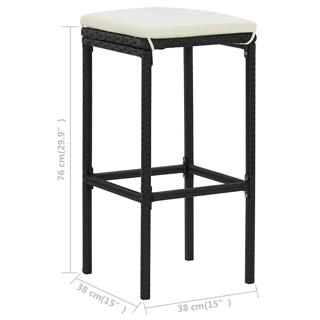 Bar Stools with Cushions Set of 6 in Black