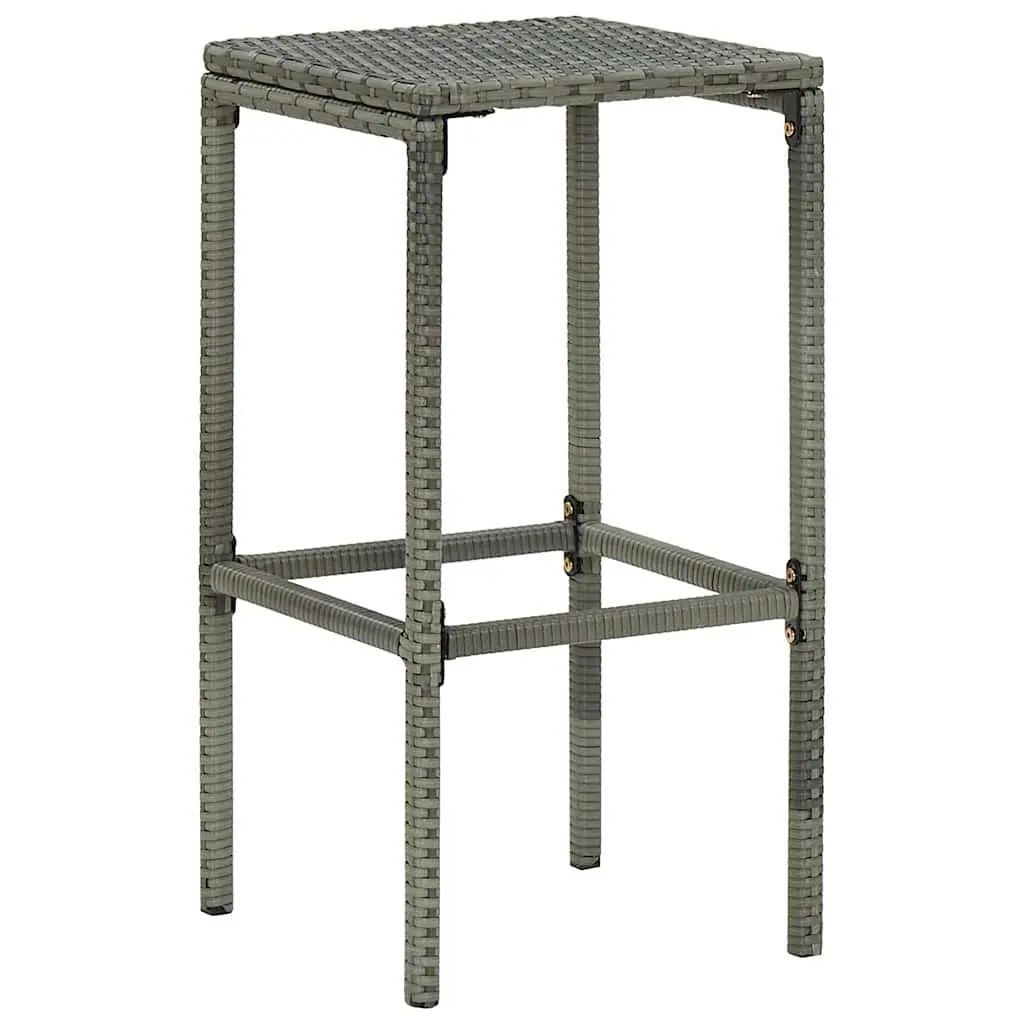 Bar Stools Set Grey PE Rattan 6 Piece Steel Frame Counter Chairs with Cushions Footrest