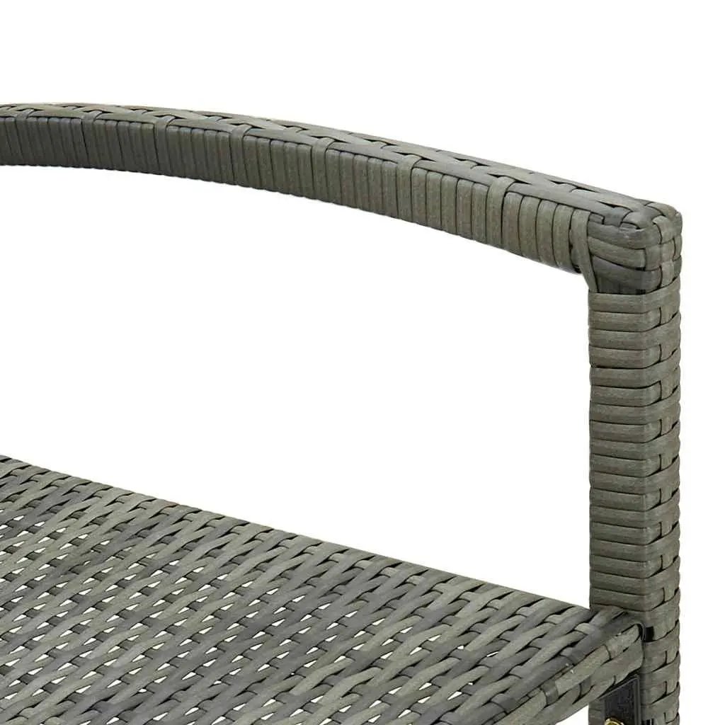 Outdoor Bar Stools Grey Rattan 2 Piece Set Powder-Coated Steel Frame