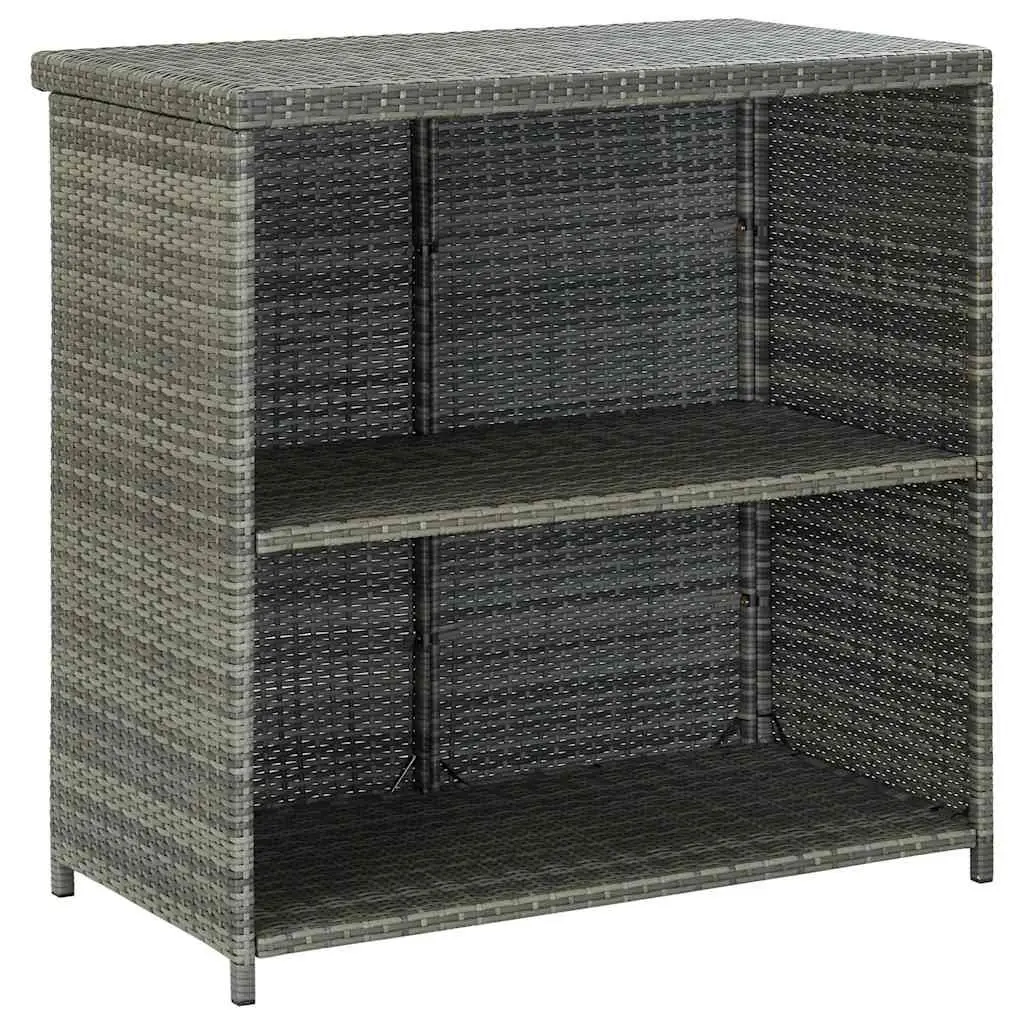 3 Piece Bar Set Grey Poly Rattan Outdoor Garden Table Stools Patio Furniture