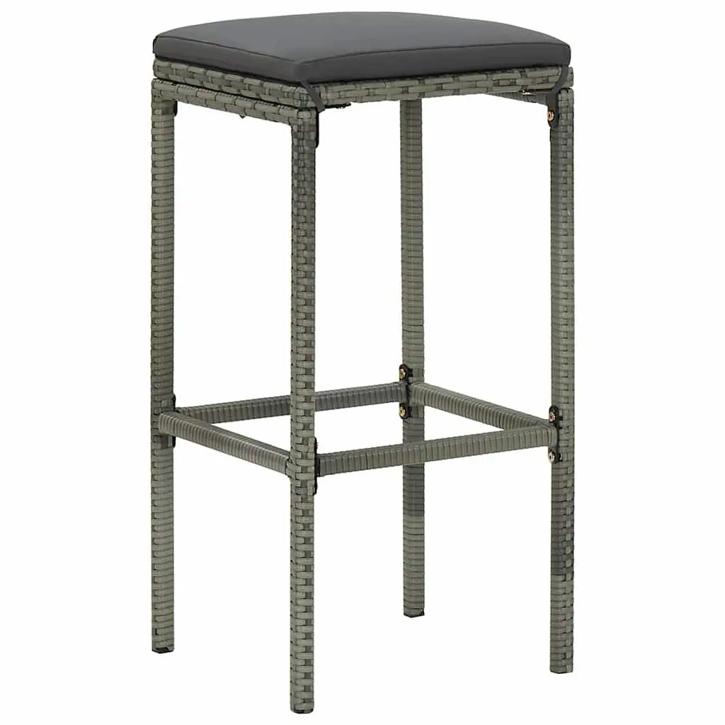 3 Piece Bar Set Grey Poly Rattan Outdoor Garden Table Stools Patio Furniture