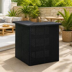Inviting Corner Bar Table with Storage Shelves in Black