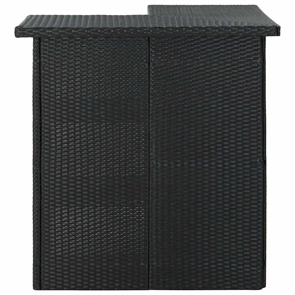 Corner Bar Table Black 100 x 50 x 105 cm PE Rattan Steel Frame
