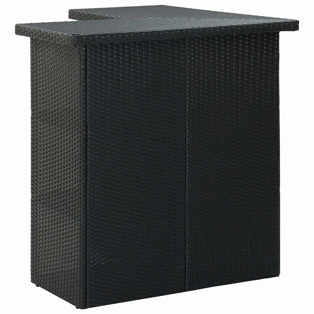 Corner Bar Table Black 100 x 50 x 105 cm PE Rattan Steel Frame