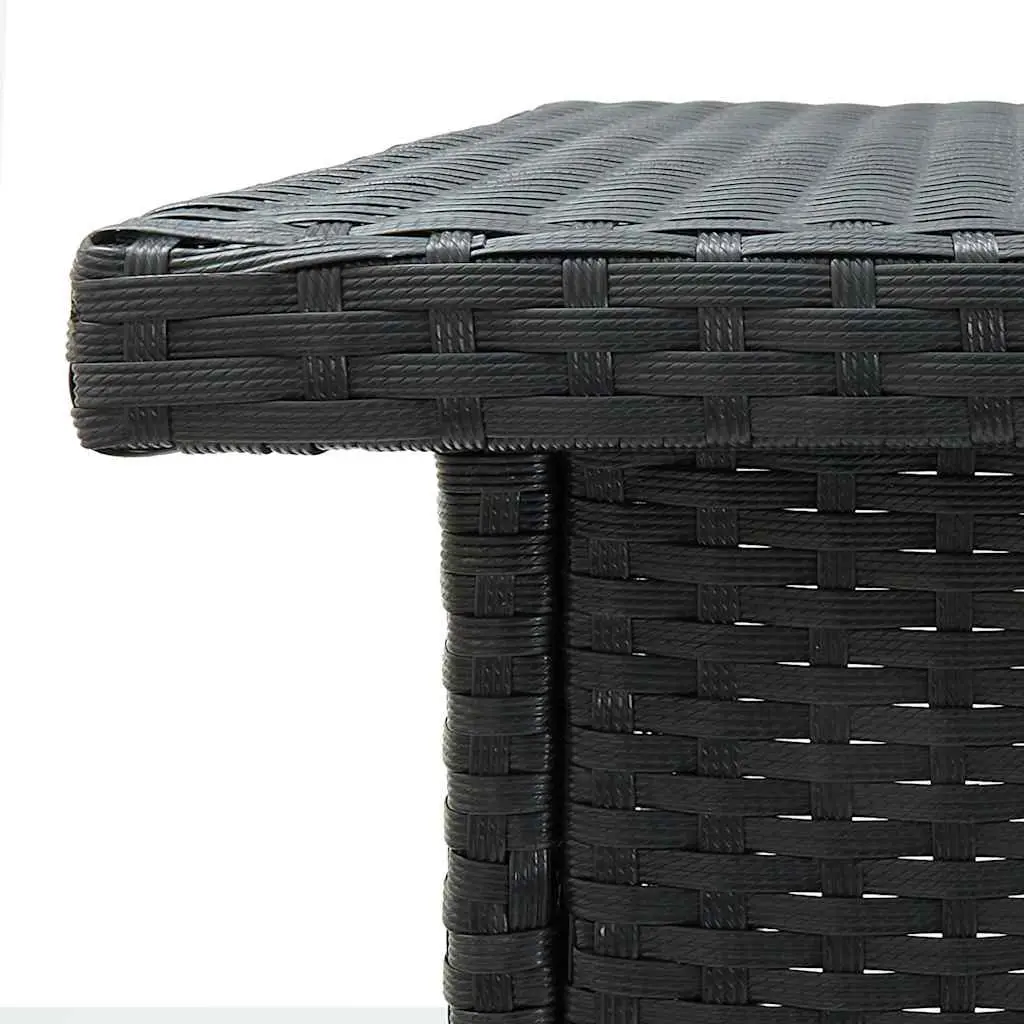 Corner Bar Table Black 100 x 50 x 105 cm PE Rattan Steel Frame