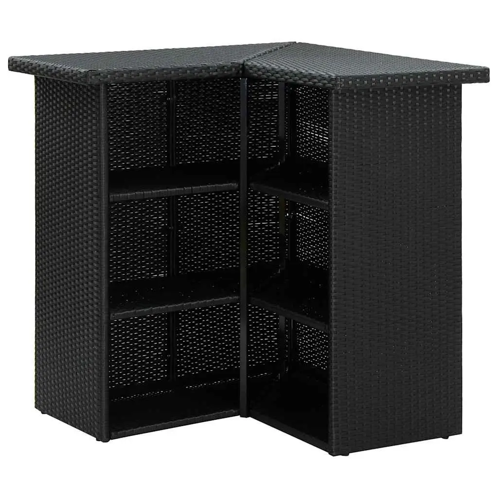 Corner Bar Table Black 100 x 50 x 105 cm PE Rattan Steel Frame