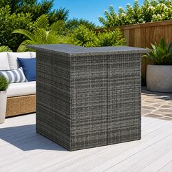 Grey Corner Bar Table with Storage Shelves