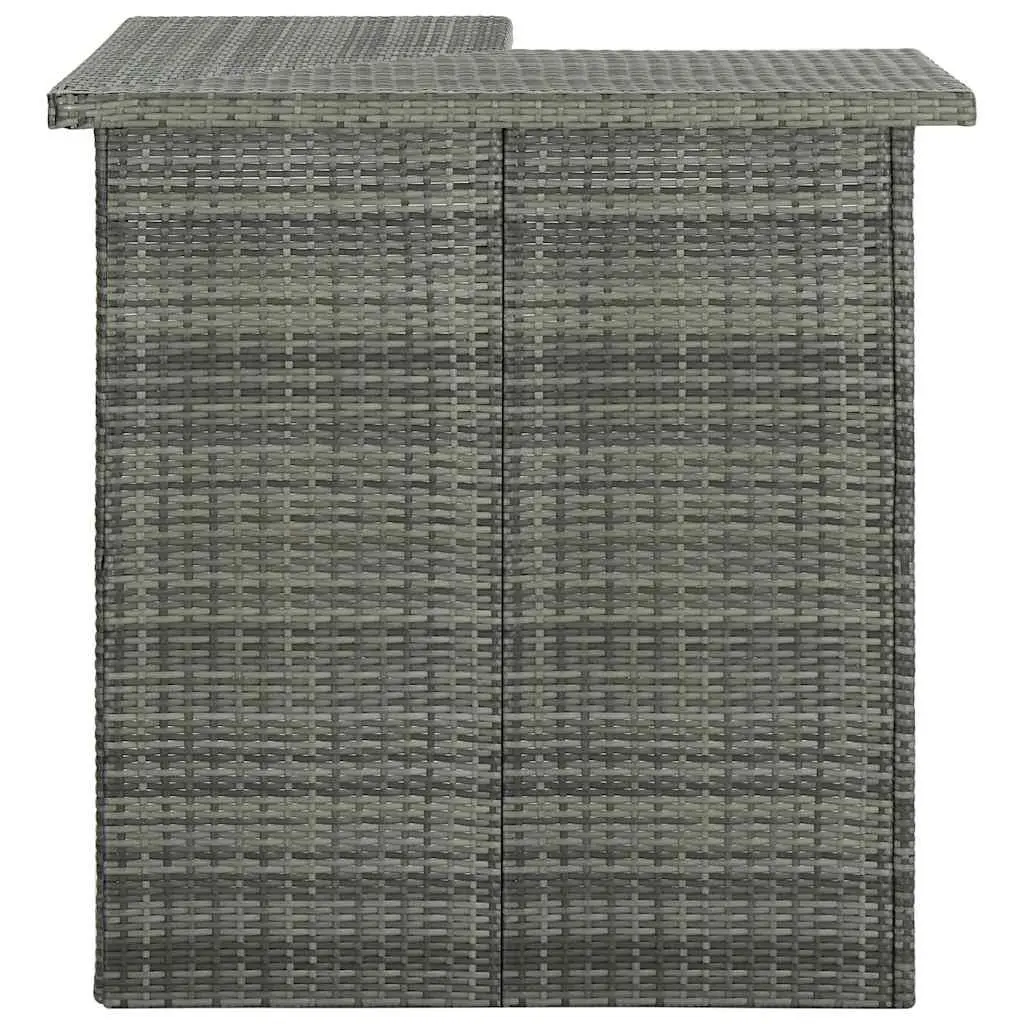 Grey Corner Bar Table with Storage Shelves