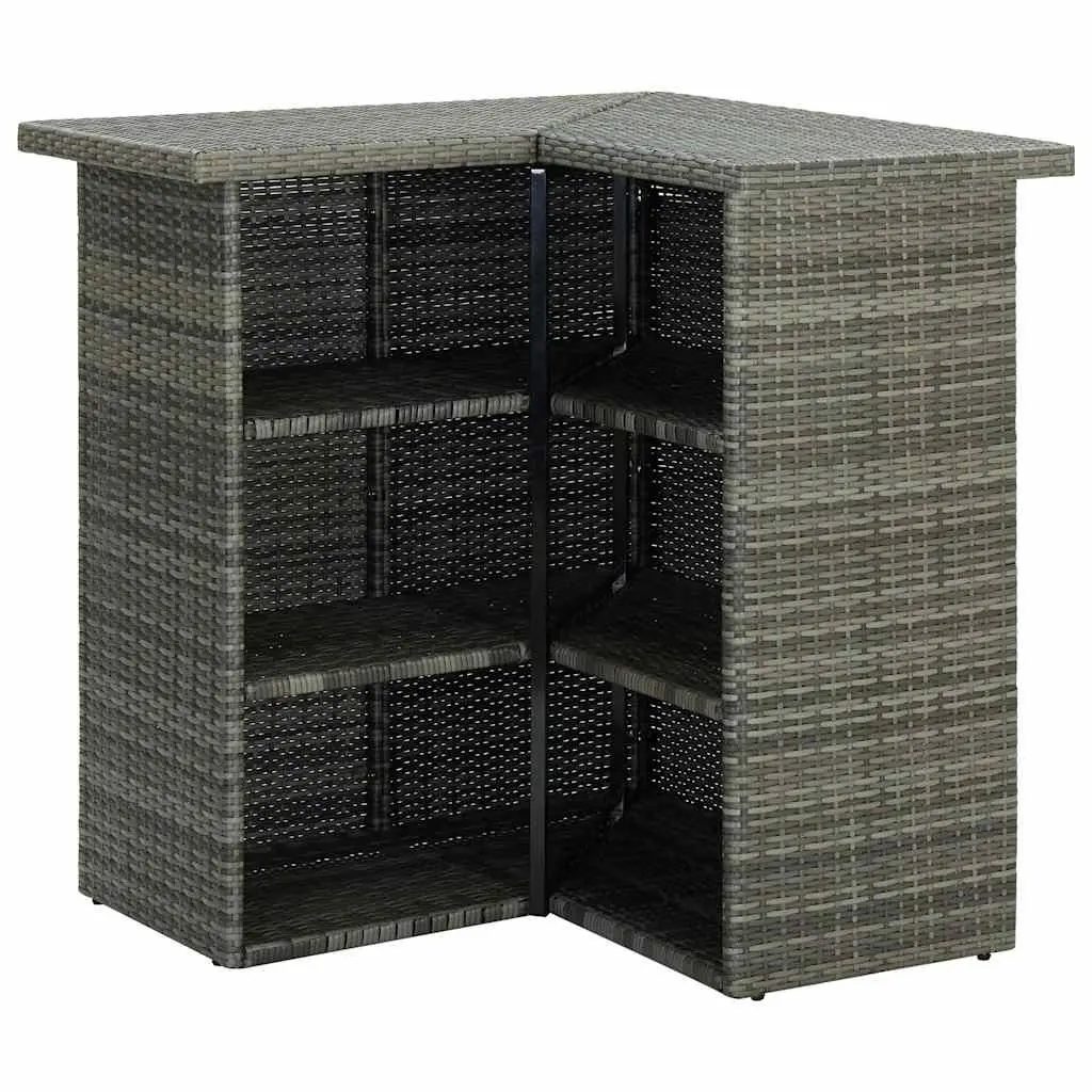 Grey Corner Bar Table with Storage Shelves