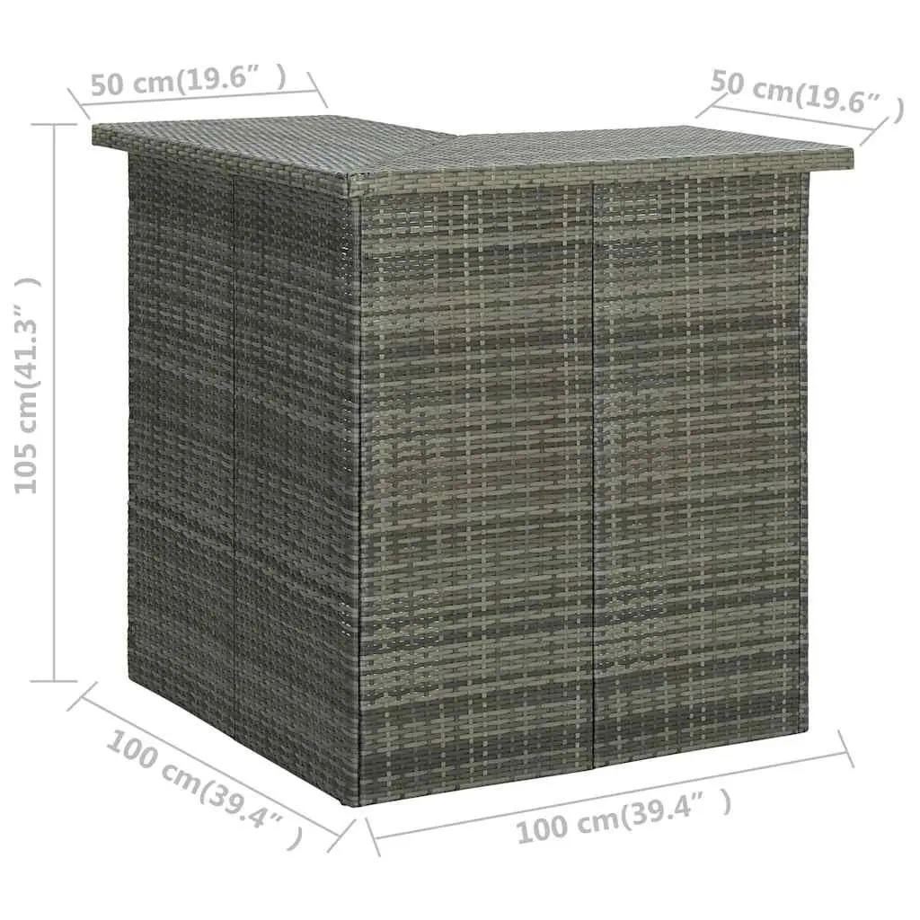 Grey Corner Bar Table with Storage Shelves