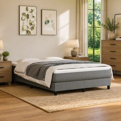 Queen Size Box Spring Bed with Pocket Spring Mattress in Grey