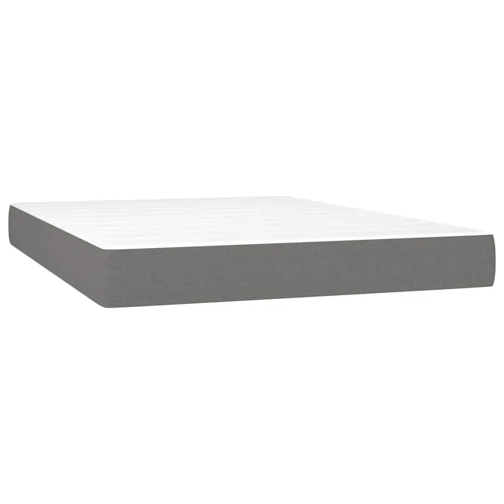 Queen Size Box Spring Bed Grey Fabric with Mattress 152x203 cm Bedroom Furniture