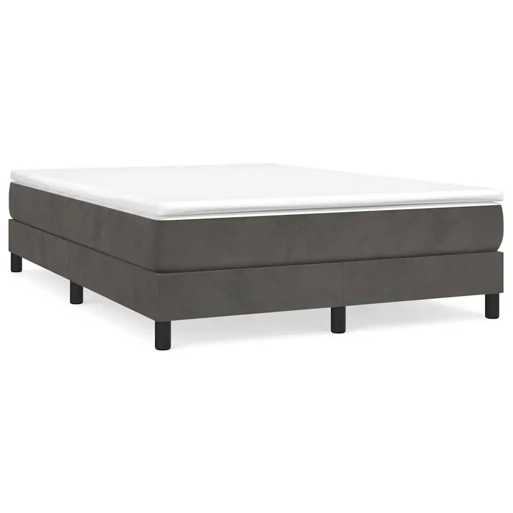 Queen Size Box Spring Bed Grey Velvet 153x203 cm with Pocket Spring Mattress